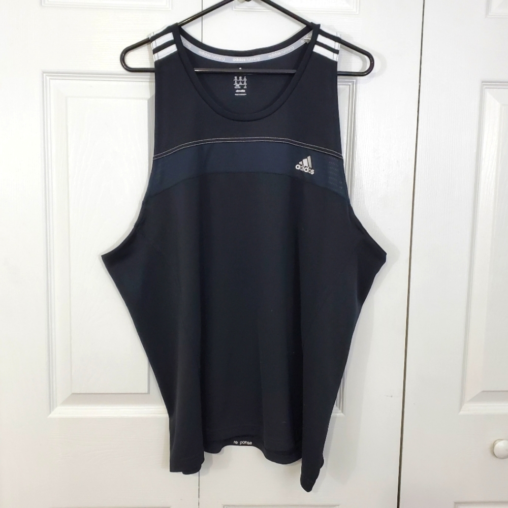 Adidas Climalite Running Tank Top Mens Sz 2XL Black Quick Dry Gym Muscle Shirt